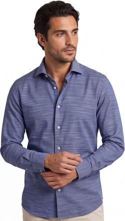 John Miller business overhemd normale fit blauw gem&ecirc;leerd
