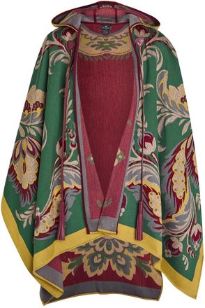Etro Hooded Jacquard Wool-blend Cape - Multi Print - One Size