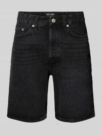 Only & Sons Straight Leg Jeansshorts aus reiner Baumwolle Modell EDGE in Black, Gr&ouml;&szlig;e XXL