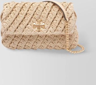 Tory Burch small woven shoulder bag with sliding chain