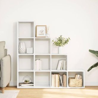 Berkfield Home Room Divider Bookcase 4-Tier White 131.5x29x131.5 cm Engineered Wood