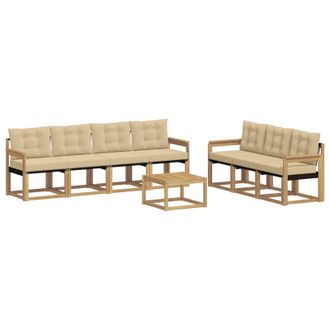 vidaXL Conjunto De Sof&aacute;s De Exterior Con Coj&iacute;n 8 Pcs Y Beige Vidaxl