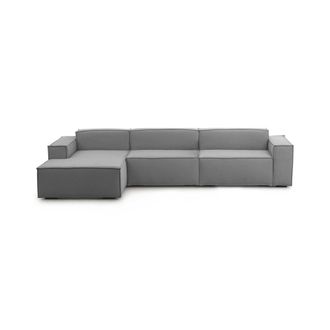 Dmora Sof&aacute; Fijo Dgarzy, Sof&aacute; Modular 4 Plazas Pen&iacute;nsula Izquierda, 100% Made In Italy, Sof&aacute; Moderno En Tela, Cm 340x170h70, Gris - Dmora