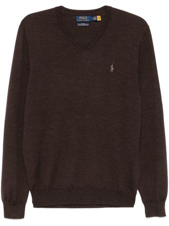 Polo Ralph Lauren Polo Pony-embroidered sweater - men - Wool - S - Brown