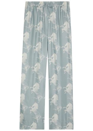 Stella McCartney Stella Mccartney Printed Wide-leg Silk Trousers - Blue - 44 (UK12 / M)