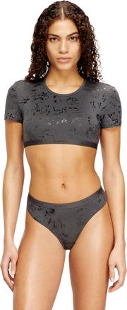 Diesel Cropped T-shirt with metallic effect - Tops - Woman - Grey