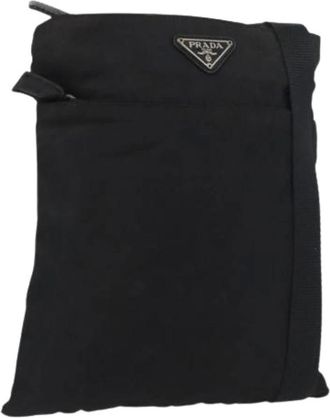 Prada Pre-owned Cross Body Bags, female, Black, Size: ONE SIZE Pre-owned Nylon Shoulder Bag