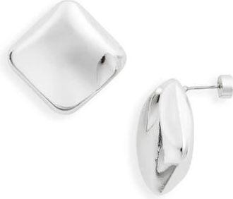 Nordstrom Puffed Square Button Stud Earrings in Silver at Nordstrom Rack