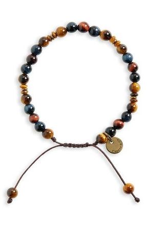 Caputo & Co. Mens Aura Gemstone Slider Bracelet in Tiger Eye at Nordstrom Rack
