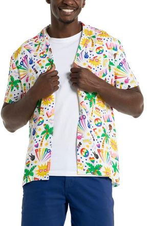 OppoSuits Relaxed Fit Tropic Pride Icons Print Camp Shirt in White at Nordstrom, Size Xx-Large