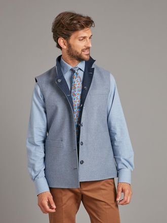Oliver Brown Reversible Gilet - Ink Blue & Denim Loden
