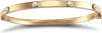 Jewelco London 9ct Gold CZ Hinged Square Tube Eternity Bangle Bracelet - JBG334
