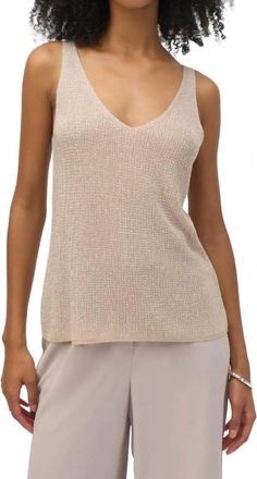 Joseph Ribkoff Metallic Knitted Cami Top In Champagne