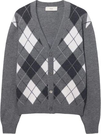 Dunst Truien & Vesten, Heren, Grijs, XL, Wol, V-Neck Argyle Vest