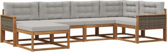 vidaXL Conjunto De Sof&aacute;s De Exterior 6 Uds. Natural Y Gris Claro Vidaxl