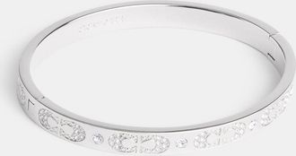 Coach Womens Kissing C Pave Hinged Bangle - Silver Metal - One Size