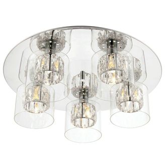 Loops Flush Ceiling Mount Light Chrome Crystal Chandelier Round Modern Bulb Pendant