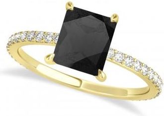 Allurez Emerald Onyx & Diamond Hidden Halo Engagement Ring 14k Yellow Gold (2.93ct)