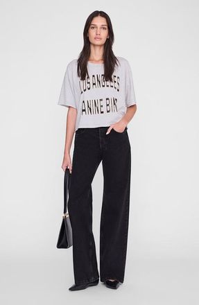 Anine Bing Johnny Cropped Tee in Grey Melange at Nordstrom, Size X-Small
