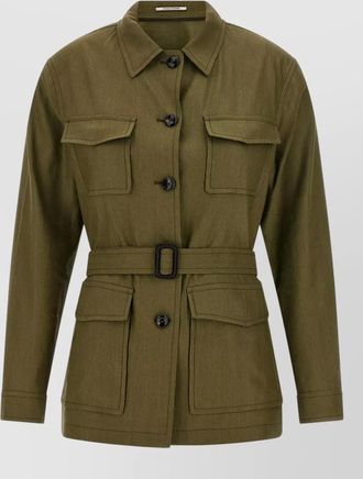 Tagliatore lauren blazer belted waist collared neck