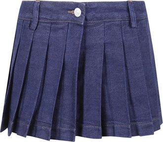 7 For All Mankind Rokken, Dames, Blauw, W24, Geplooide Mini Rok