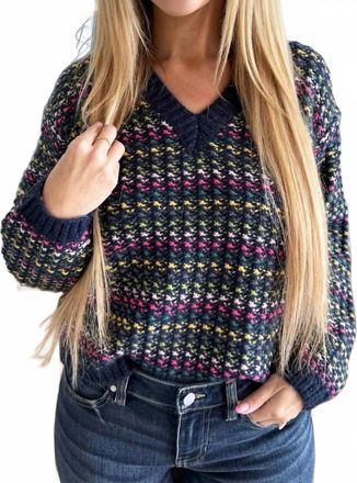 Pinch Design Stripe Knit Sweater In Navy Multi