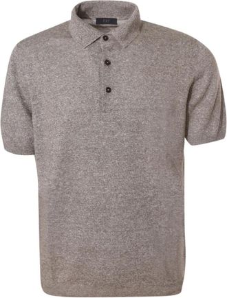 Fay Bruine Polo Shirt Geribbelde Details - Heren - Polos - Bruin - M - Katoen - Tops