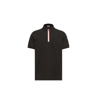 Moncler Moncler Tricolor-trimmed Cotton Polo Shirt, Men, Black, Size: 3xl