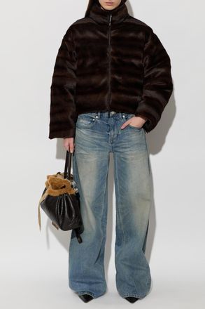 Balenciaga Reversible Jacket With Stand-up Collar, Womens, Brown