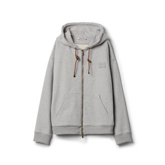 Miu Miu Cotton Fleece Sweatshirt, Woman, Grey, Size XS
