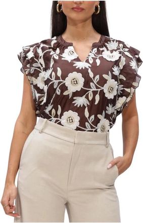 Aaiko Overhemden, Dames, Bruin, M, Linnen, Yaella 3D TEN 518