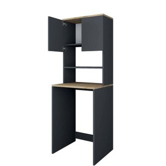 Dmora Armario Multiusos 2 Puertas Dgarofal, Muebles Multifuncionales, Zapatero, Armario Para Zapatos, 65x60h184 Cm, Nogal Y Antracita - Dmora