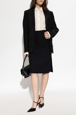 Fendi Wool Skirt With Slits, Womens, Black