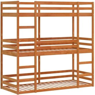vidaXL Vidaxl - Triple Bunk Bed without Mattress Wax Brown 75x190 cm Small Single Solid Wood Pine