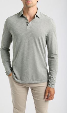 Johnnie-O Long Sleeve Slub Pique Polo in Pineland at Nordstrom, Size Xx-Large