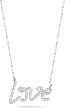 Glaze Jewelry Sterling Silver Pave Script Love Necklace