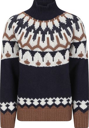 Ermanno Scervino Geometric Pattern Knitted Wool Turtleneck Sweater