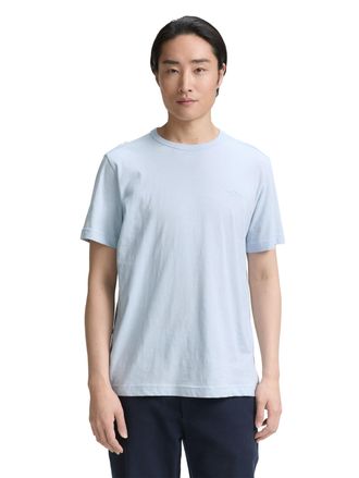 Tom Tailor T-Shirt TOM TAILOR, Herren, Gr. XXL, blau (light metal blau), Single Jersey, Obermaterial: 100% Baumwolle, unifarben, regular fit taillenbedeckt, Rund