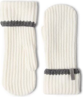 Brunello Cucinelli Knit mittens with monili in Panama at Nordstrom, Size Medium