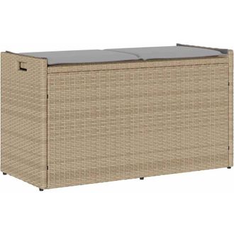 vidaXL Banco De Almacenaje Con Coj&iacute;n Beige 100 Cm Rat&aacute;n Sint&eacute;tico Vidaxl
