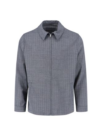White Sand Grey Pinstripe Virgin Wool Blend Jacket