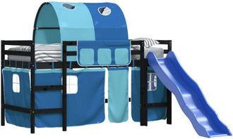 vidaXL Cama Alta Para Ni&ntilde;os Con T&uacute;nel Madera Pino Azul 80x200 Cm Vidaxl