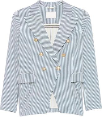 Circolo 1901 Gestreepte double-breasted jas - Dames - Blazers - Blauw - M - Jassen