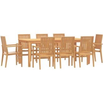 vidaXL Juego De Comedor Para Jard&iacute;n 9 Piezas Madera Maciza De Teca Vidaxl