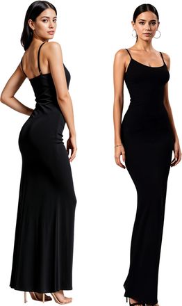 Re Tech UK Elegant Womens Long Maxi Dress Adjustable Straps - Ribbed Fabric, Cami Bodycon, Perfect for Going Out, Birthdays & Parties, Aesthetic Clothing, Y2K Sp