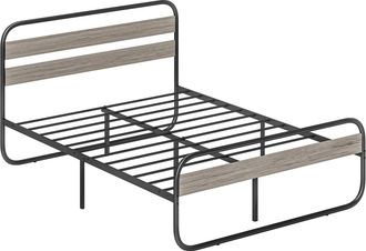 HOMCOM Metal Platform Bed Frame with Under Bed Storage - 4ft6 | TJ Hughes Grey