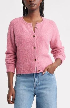 Treasure & Bond Rolled Crewneck Cardigan in Pink Haze at Nordstrom Rack, Size Xx-Large