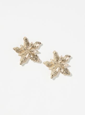 Simons Womens Large grooved-flower earrings