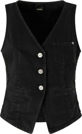 Pinko Gardener Gilet - Dames - Gillet - Zwart - S - Katoen - Kostuums