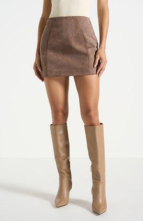 Mani&egrave;re De Voir Cleo Suede A-Line Mini Skirt in Taupe at Nordstrom, Size 10